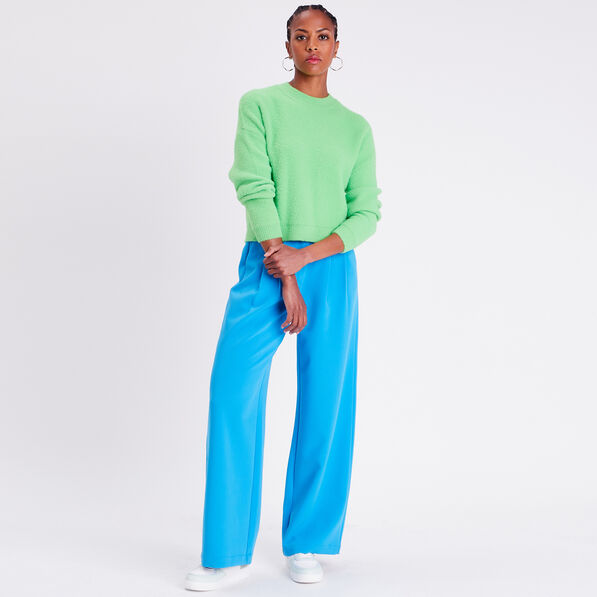 pull cropped col rond vert femme Pull cropped col rond vert femme