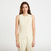 Gilet sans manches boutonn&eacute; jaune pastel femme
