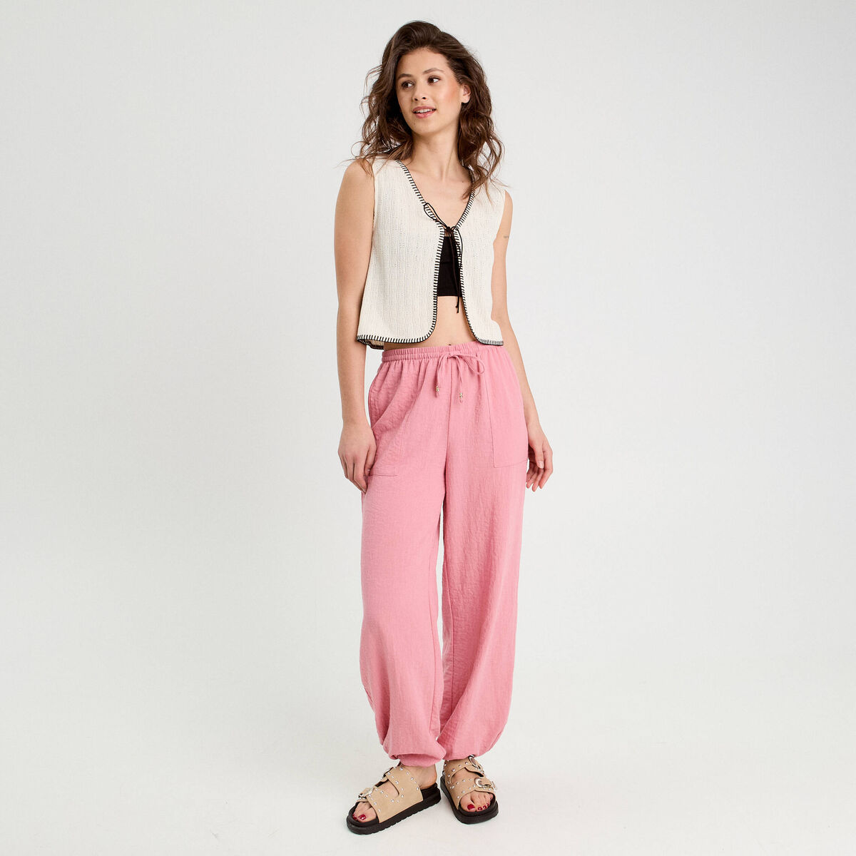 Gilet sans manches ecru femme