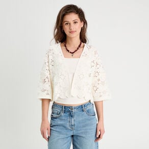 gilet aspect crochet ecru femme Gilet aspect crochet ecru femme