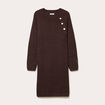Robe pull d&eacute;tails de boutons marron fonc&eacute; femme