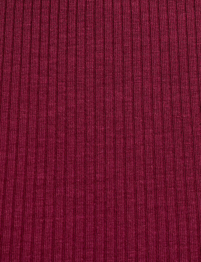 T-shirt manches longues côtelé bordeaux femme