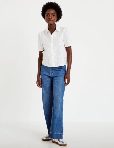Jean wide leg taille haute denim double stone femme