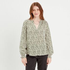 Chemise manches longues vert femme