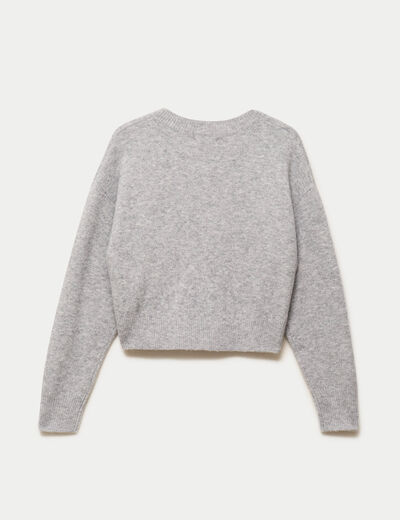 Gilet court nou&eacute; gris clair femme