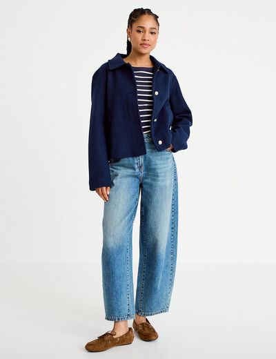 T-shirt col bateau bleu marine femme