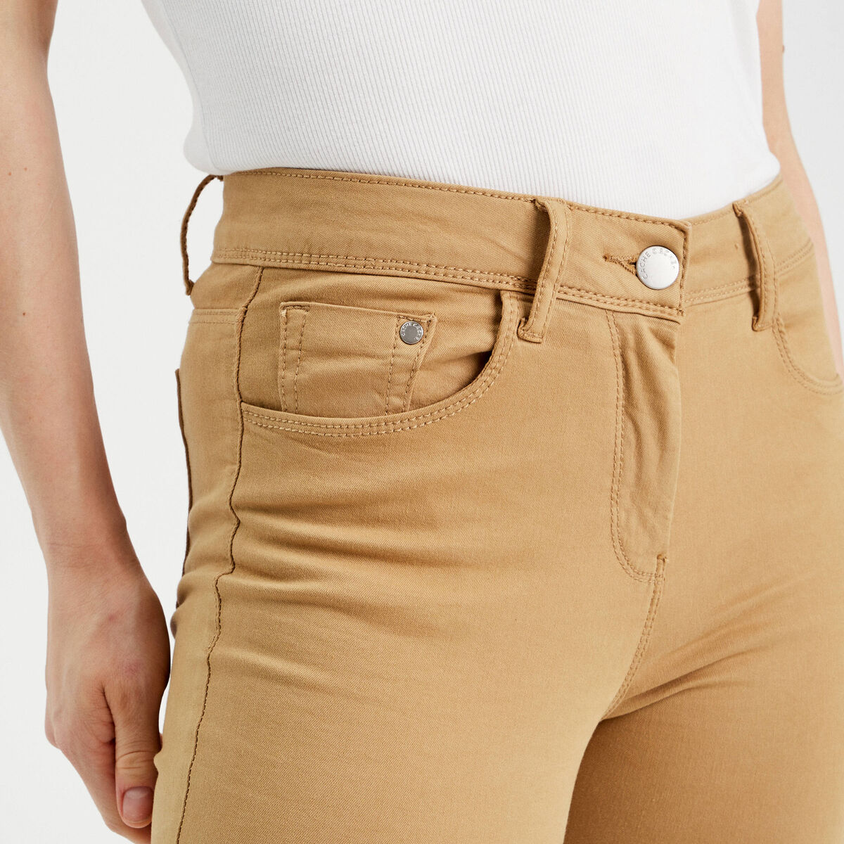 Jeans slim 5 poches camel femme