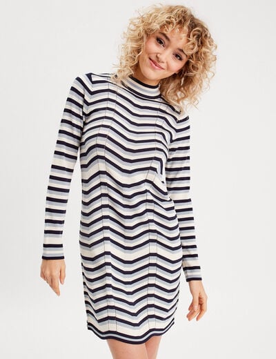 Robe pull évasée blanc femme