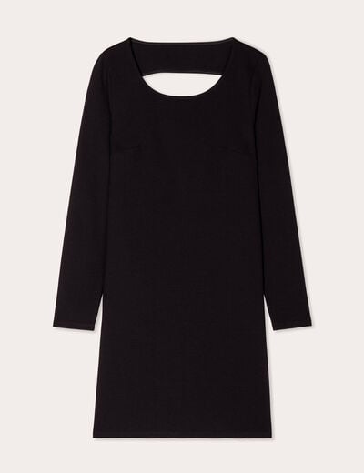 Robe évasée dos ouvert noir femme