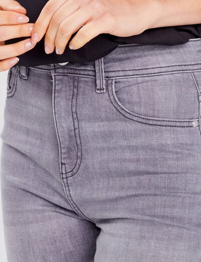 Jeans skinny taille haute denim gris clair femme