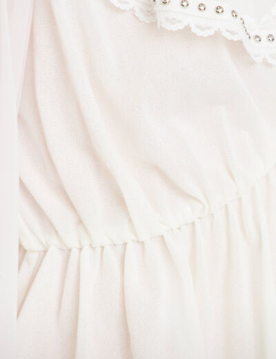 Blouse col claudine bas resserr&eacute; ecru femme