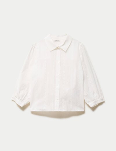 Chemise droite col classique manches 3/4 ecru femme