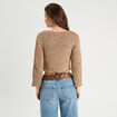 Pull col bateau ajouré beige femme