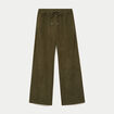 Pantalon jogging taille standard velours vert kaki femme