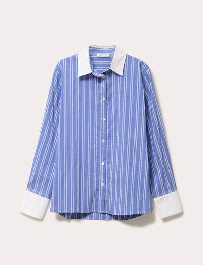Chemise droite longue manches longues bleu lavande femme