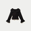 Blouse col claudine bas resserr&eacute; noir femme