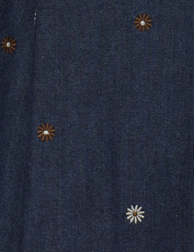 Chemise en jean brod&eacute;e denim brut femme