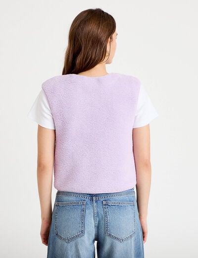 Gilet sans manches effet polaire parme femme