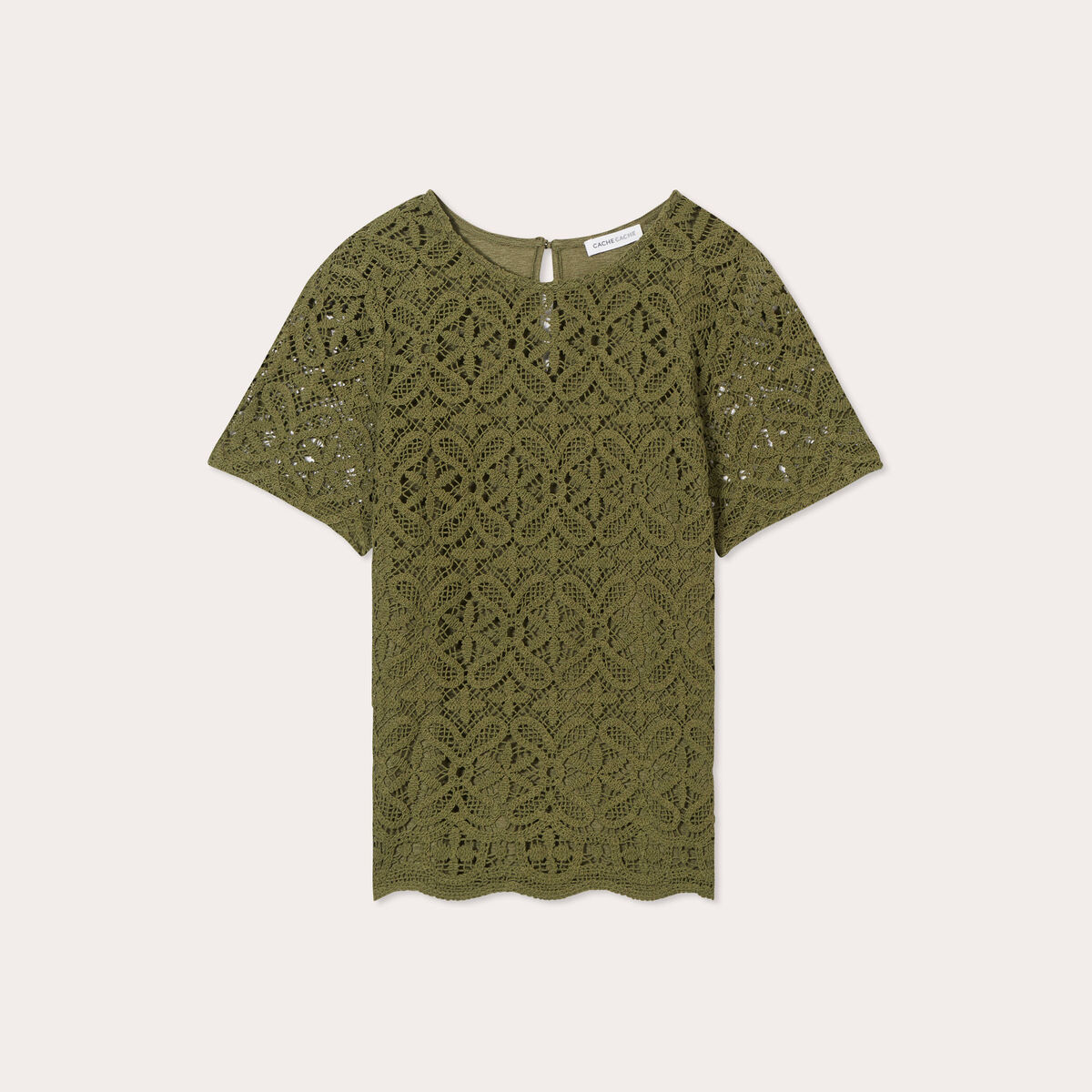 T-shirt manches courtes vert olive femme