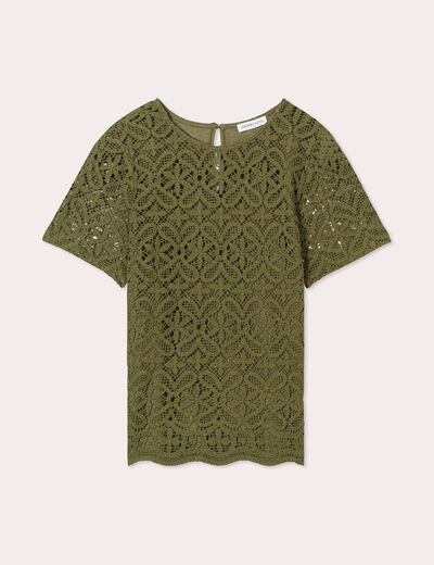 T-shirt manches courtes vert olive femme