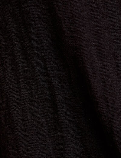 Chemise droite pliss&eacute;e manches courtes noir femme