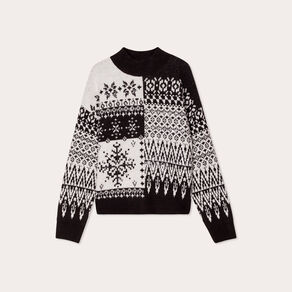 Pull col montant et sequins ecru femme