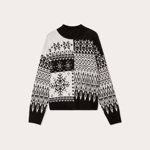 pull col montant et sequins ecru femme Pull col montant et sequins ecru femme
