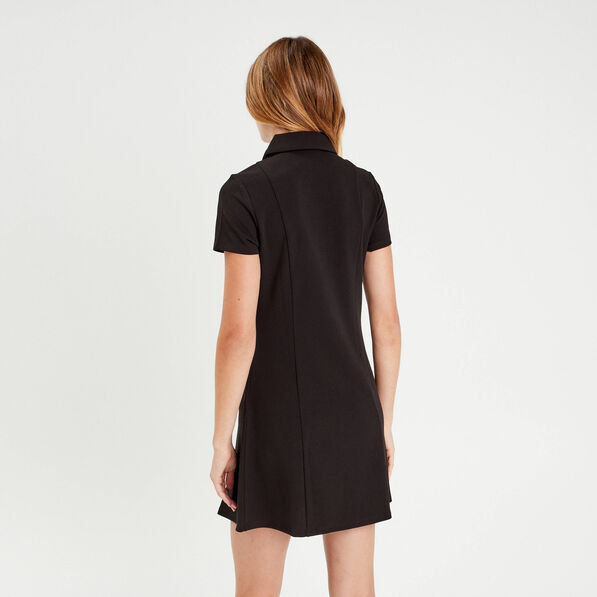 Robe trapèze zippée noir femme
