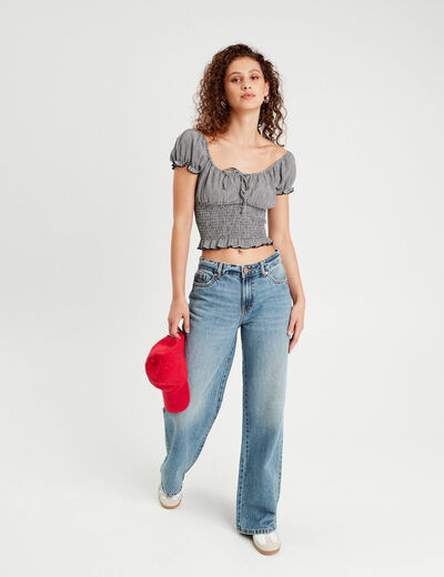 Blouse manches courtes blanc femme
