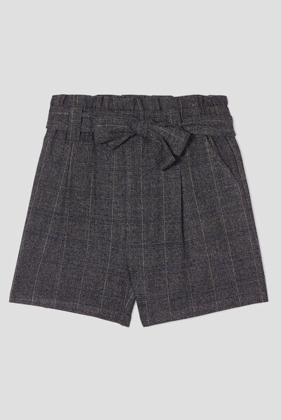 Short droit ceinturé noir femme