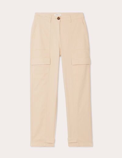Pantalon cargo bas resserré sable femme