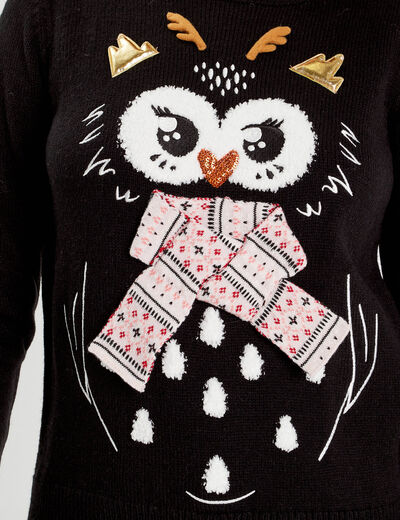 Pull manches longues noir femme