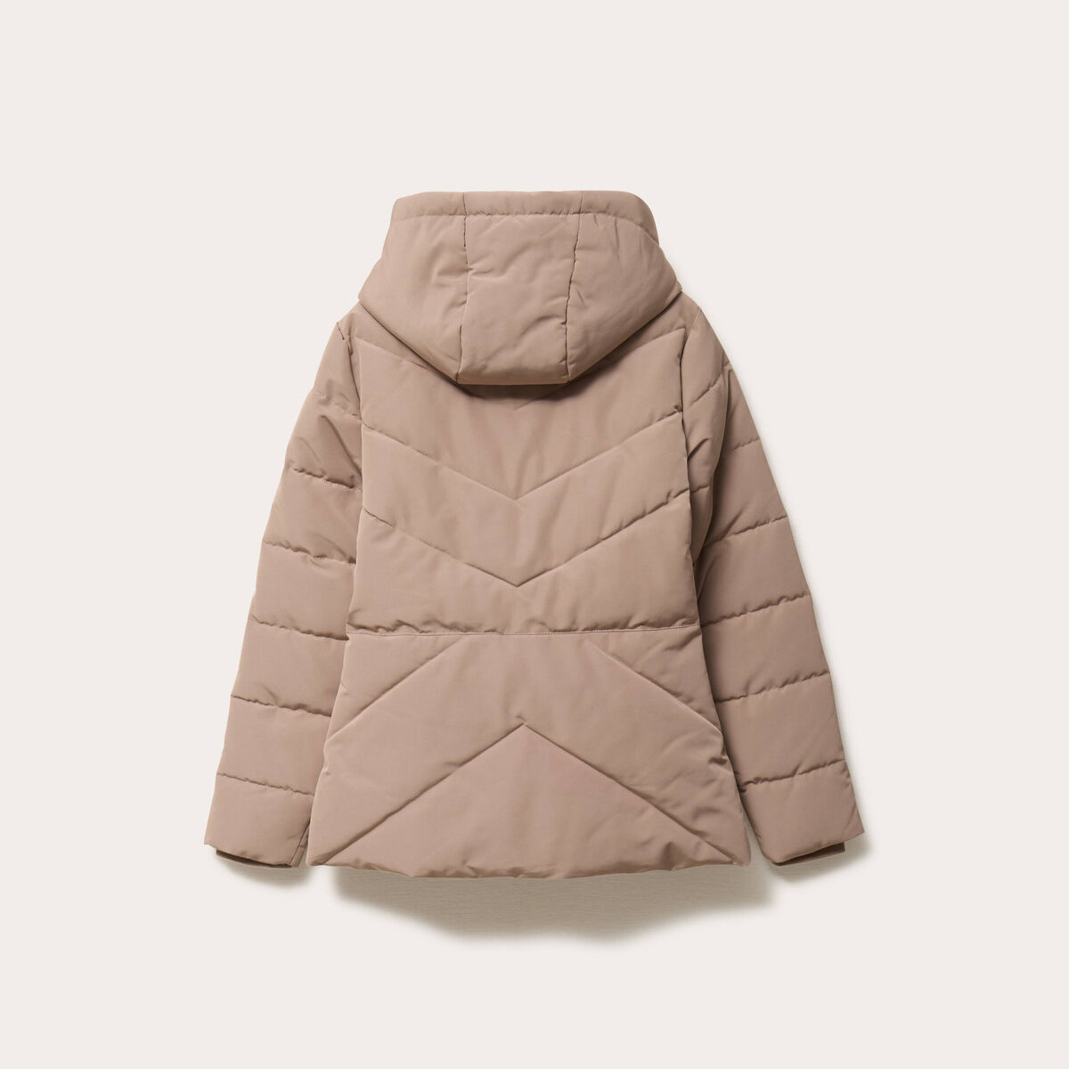 Doudoune cintr&eacute;e &agrave; capuche taupe femme