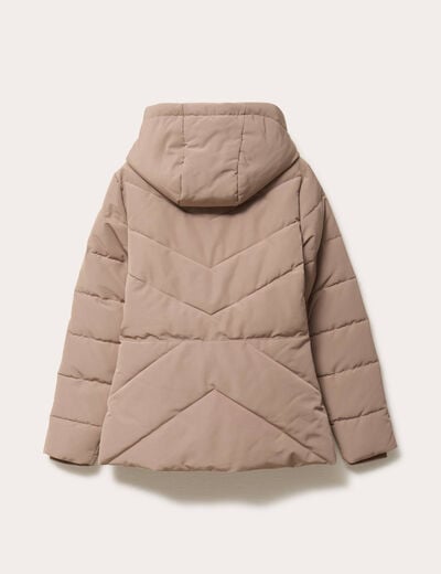 Doudoune cintr&eacute;e &agrave; capuche taupe femme