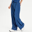 Pantalon large avec pinces bleu marine femme