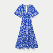 Robe &eacute;vas&eacute;e col v bleu roi femme