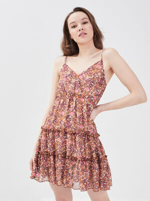 robe evasee avec bretelles ecru femme