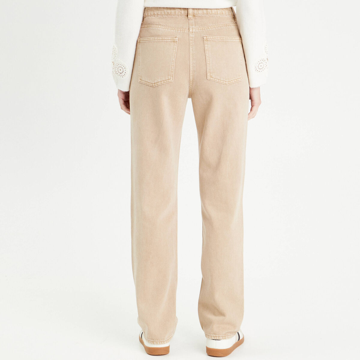 Jean droit taille haute sable femme
