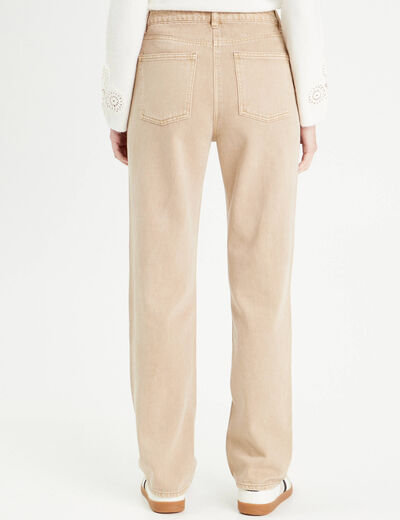 Jean droit taille haute sable femme