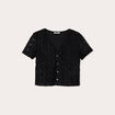 Gilet macramé boutonné noir femme