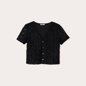 gilet macrame boutonne noir femme Gilet macramé boutonné noir femme