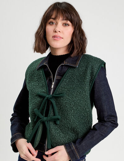 Gilet sans manches polaire vert foncé femme