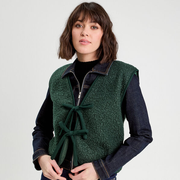 gilet sans manches polaire vert fonce femme Gilet sans manches polaire vert foncé femme