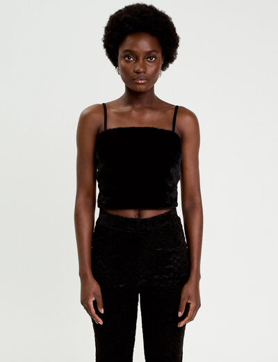 D&eacute;bardeur fausse fourrure noir femme