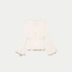 Blouse ajust&eacute;e col v manches longues ecru femme