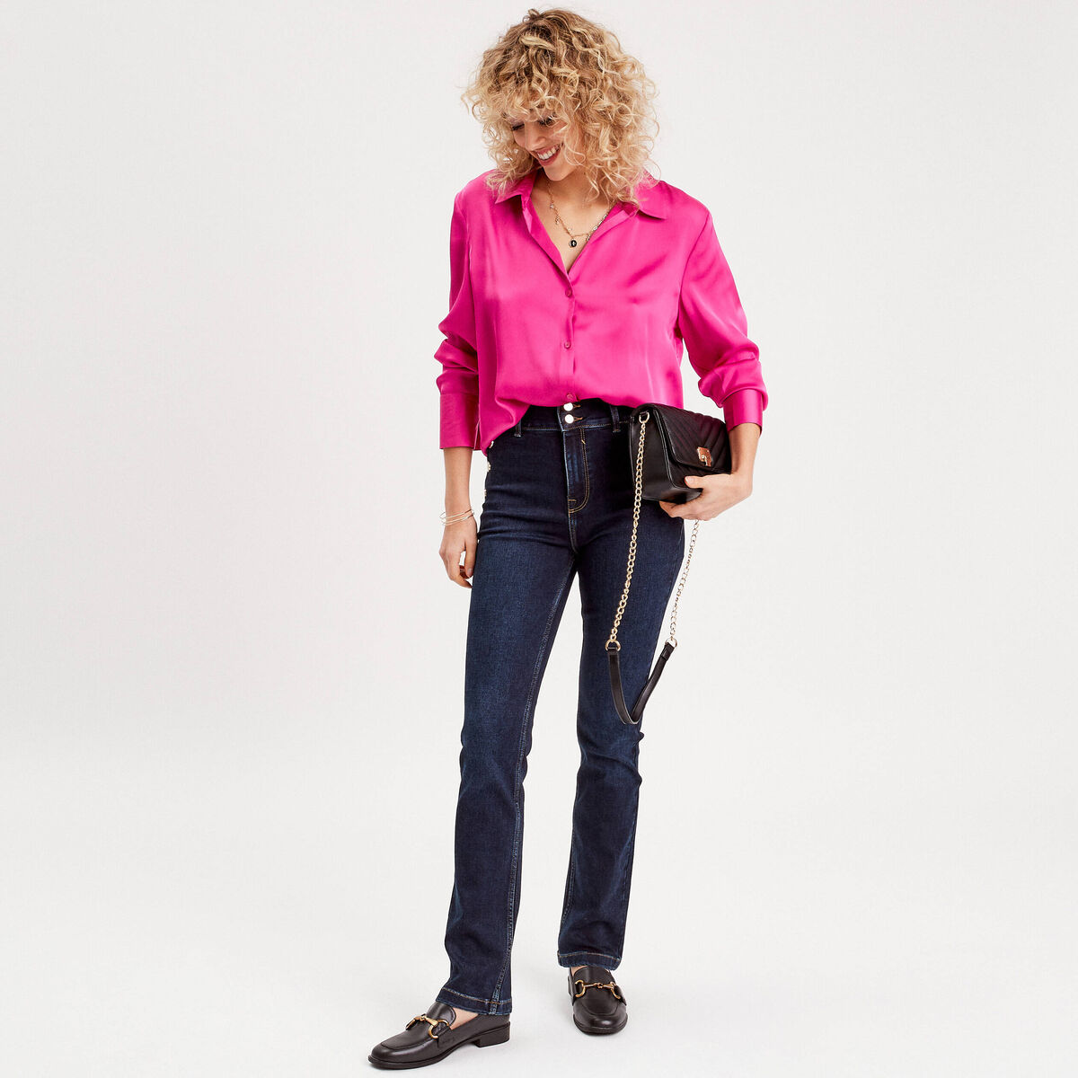 Jeans regular stretch denim brut femme