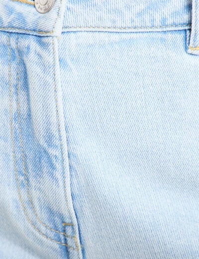 Bermuda large en jean denim bleach femme