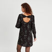 Robe droite détail noeud dos noir femme