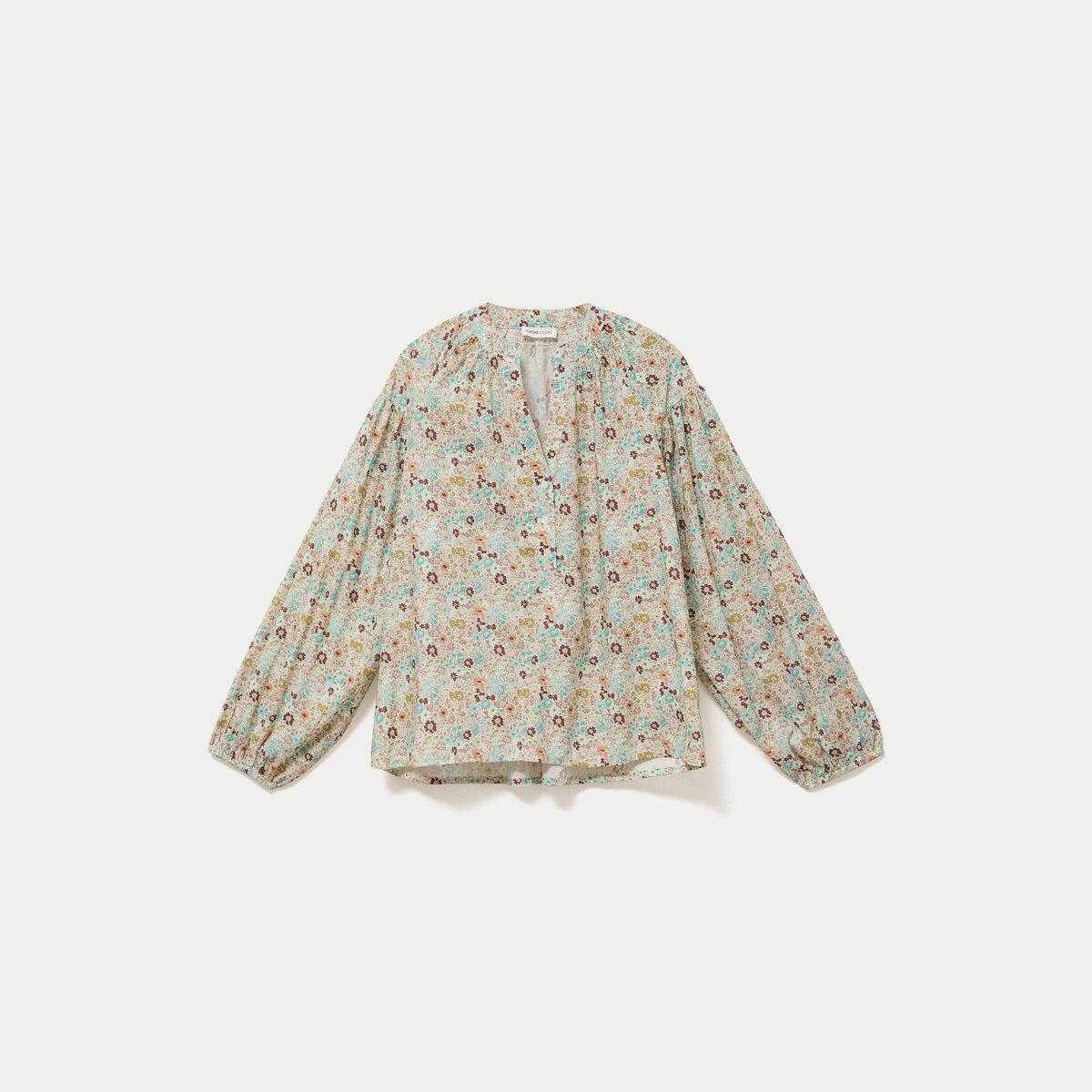 Blouse droite manches longues blanc femme