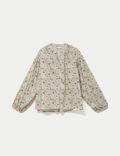 Blouse droite manches longues blanc femme